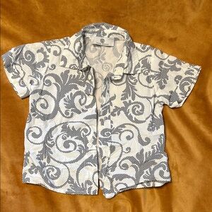Versace Kids Black and White Patterned Button Down Shirt
